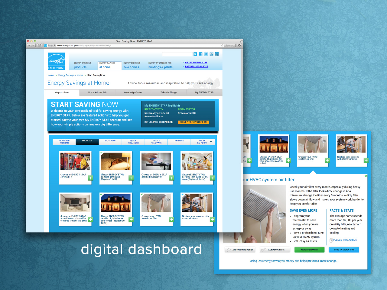 Crosby developed an interactive personalized dashboard to encourage energy in a variety of ways. 